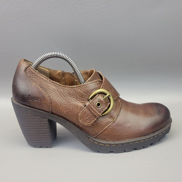 BOC Born Concepts Women's Sz 6.5 US/37‎ EU Brown Leather Zip Heeled Shoes C03752 - Picture 9 of 16